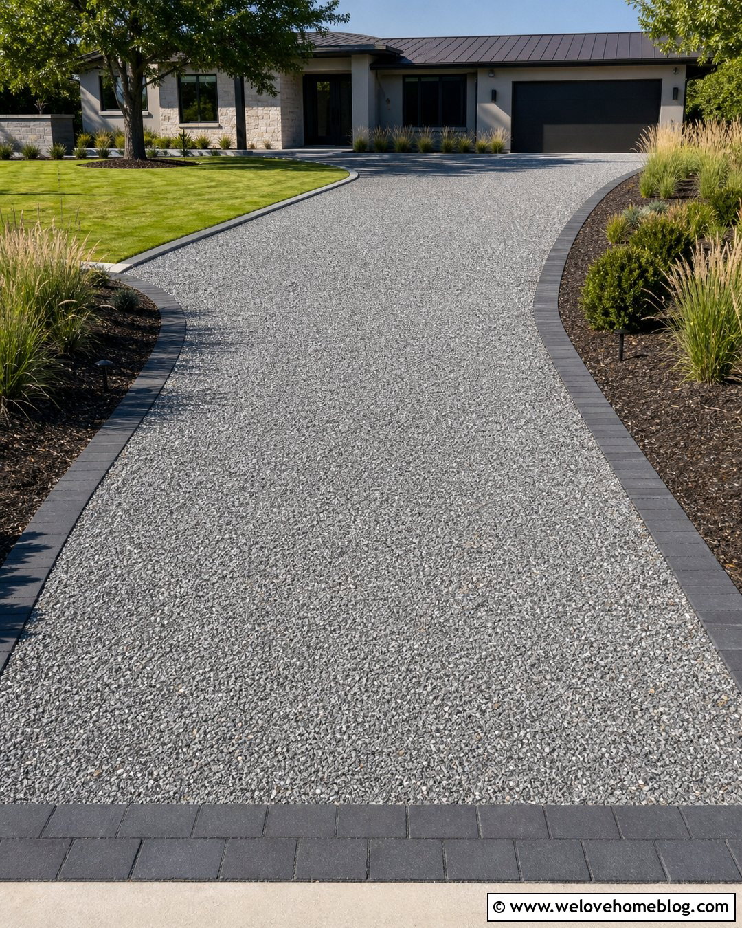 Block Paving Border And Stabilized Gravel Driveway - 20 Block Paving And Gravel Driveway Ideas
