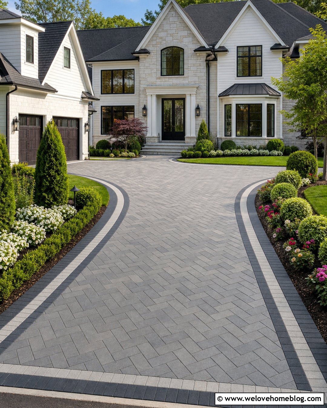 Block Paving Driveway With Double Border - 35 Block Paving Driveway Ideas