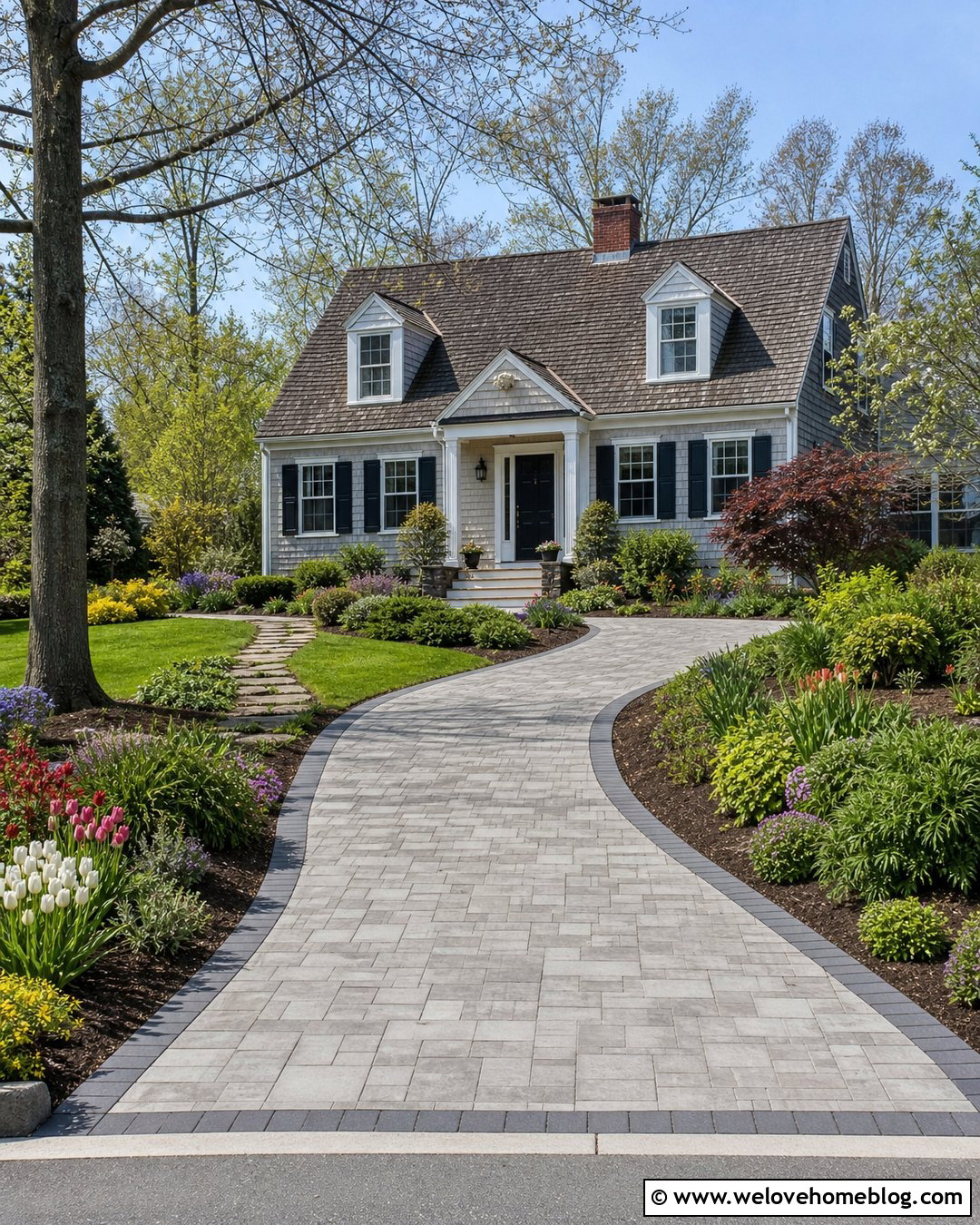 Block Paving Driveway With Flower Borders - 20 Driveway Front Garden Block Paving Ideas