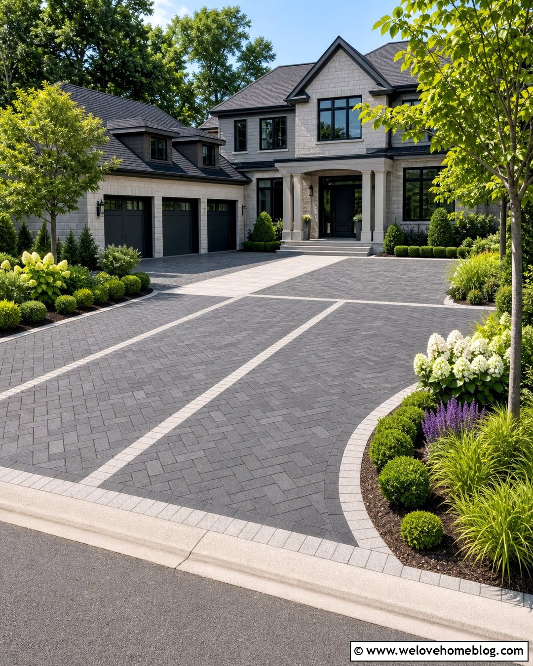 Block Paving Driveway With Marked Parking Bays - 35 Block Paving Driveway Ideas