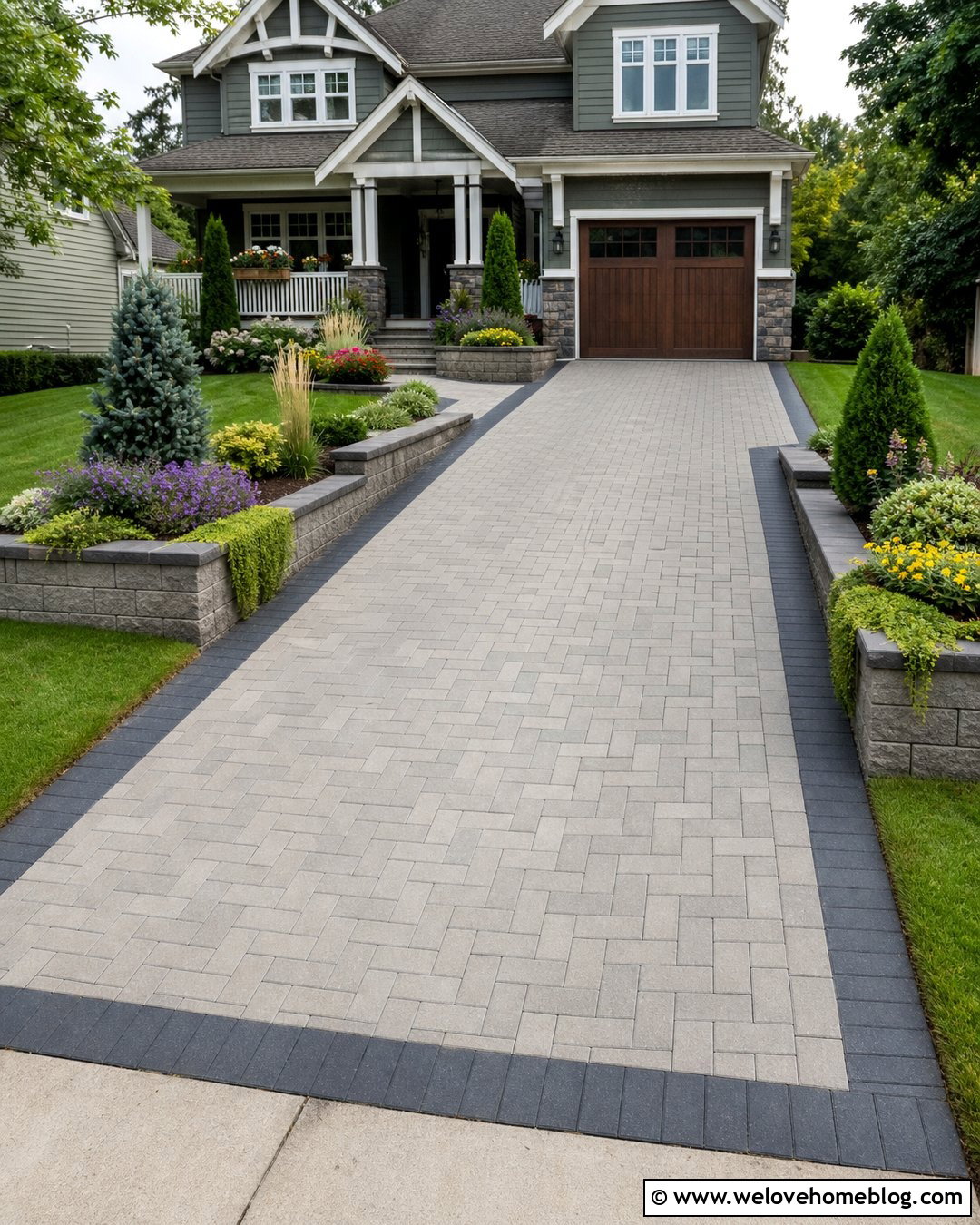 Block Paving Driveway With Raised Planting Beds - 35 Block Paving Driveway Ideas