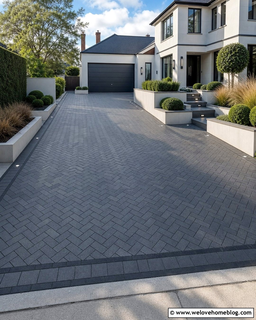 Block Paving Driveway With Recessed Lighting - 20 Driveway Front Garden Block Paving Ideas