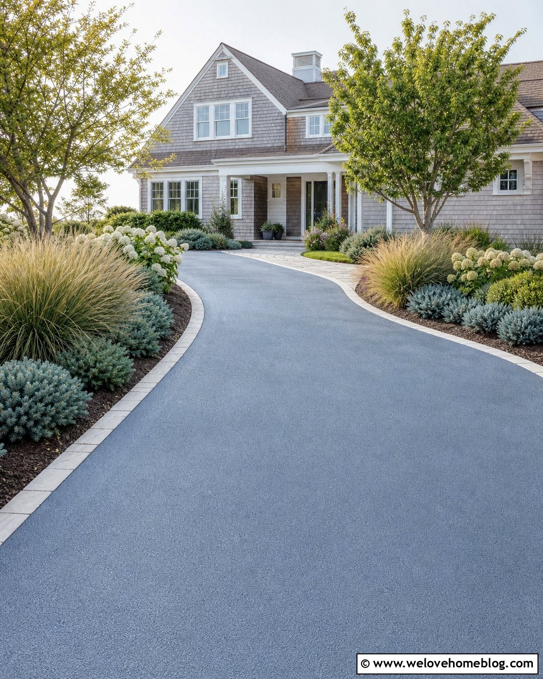 Blue Gray Driveway Paint With Coastal Landscaping - 30 driveway paint ideas