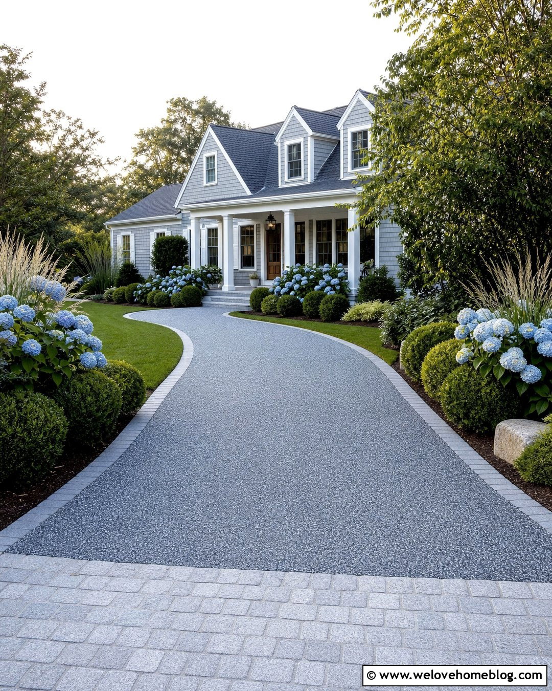 Blue Gray Resin Driveway For A Cape Cod House - 40 resin driveway ideas