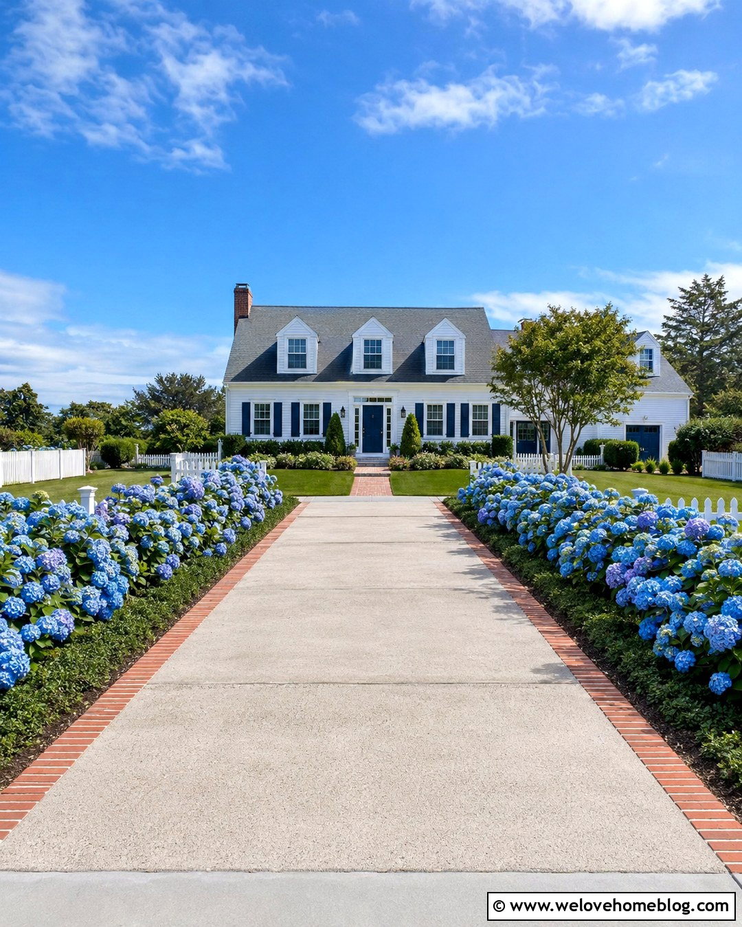 Blue Hydrangea Concrete Driveway - 20 Driveway Lined With Hydrangeas Ideas