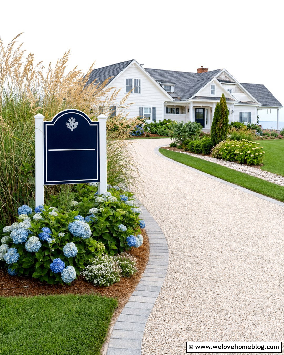 Blue Metal Driveway Sign For Coastal Home - 20 Metal Driveway Signs Ideas