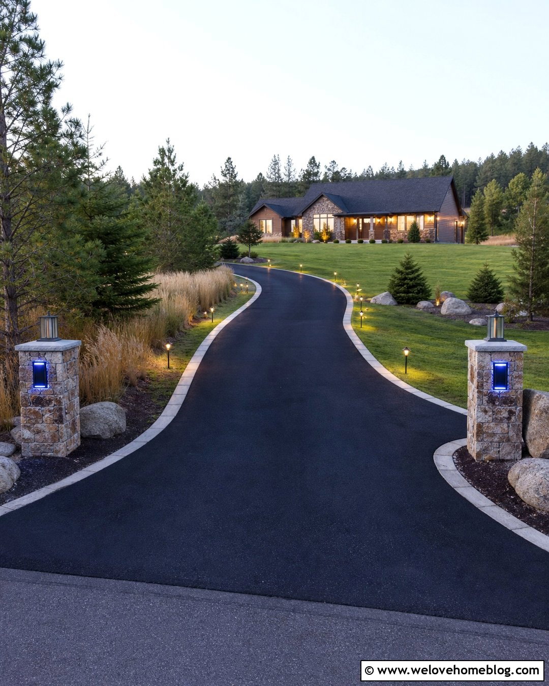 Blue Solar Driveway Markers On Asphalt - 20 Solar Driveway Markers Ideas