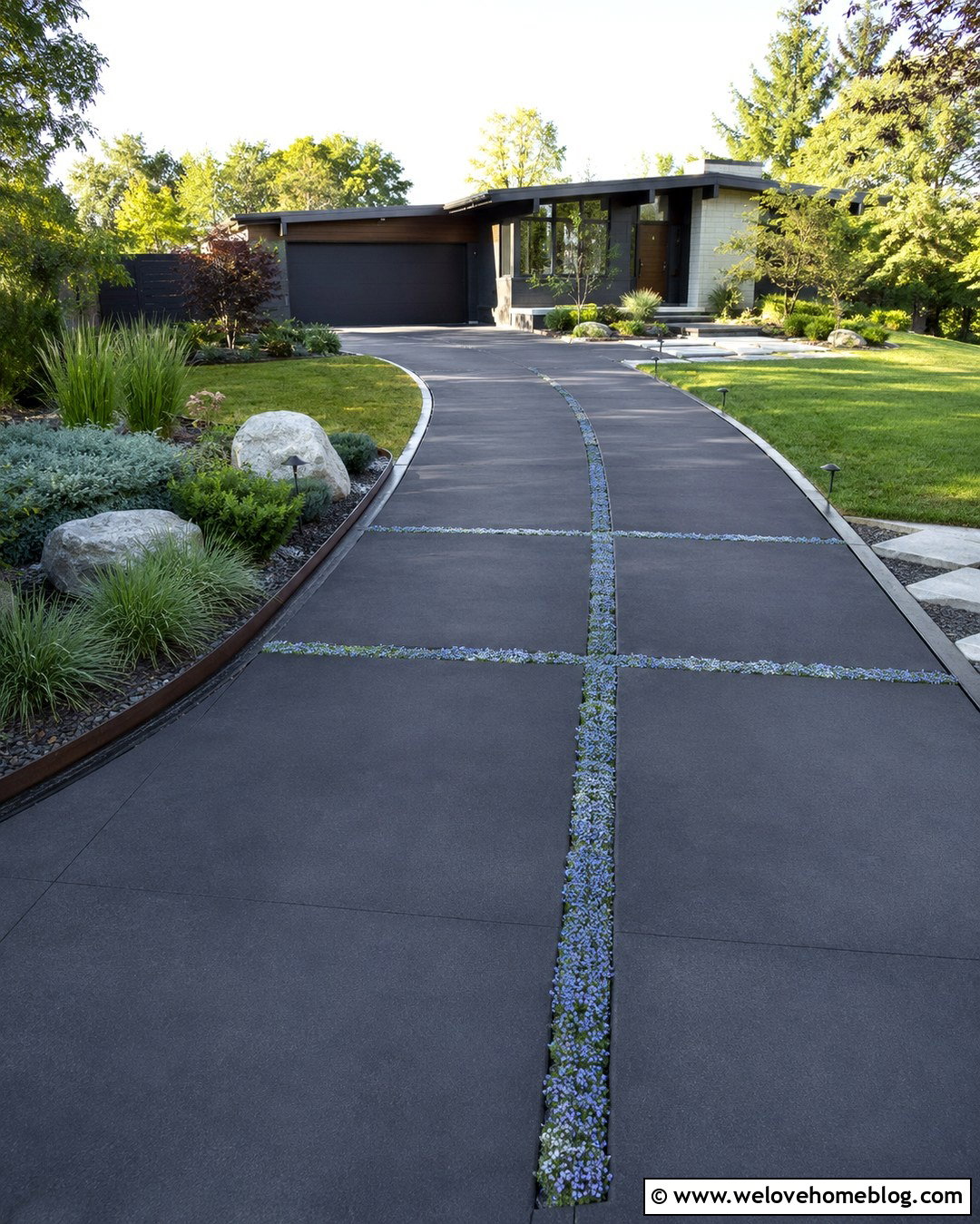 Blue Star Creeper Between Driveway Pavers - 20 Driveway Ground Cover Ideas