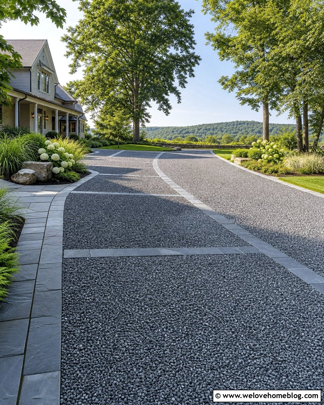 Bluestone Driveway With Gravel Parking Court - 20 Driveway Paving Ideas