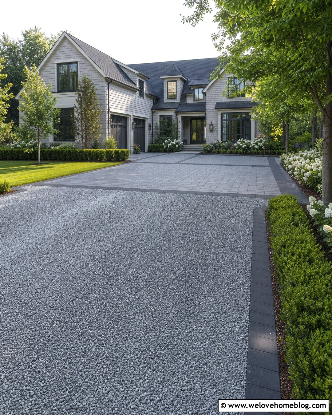 Bluestone Gravel Driveway With Paver Parking Court - 20 Bluestone Gravel Driveway Ideas