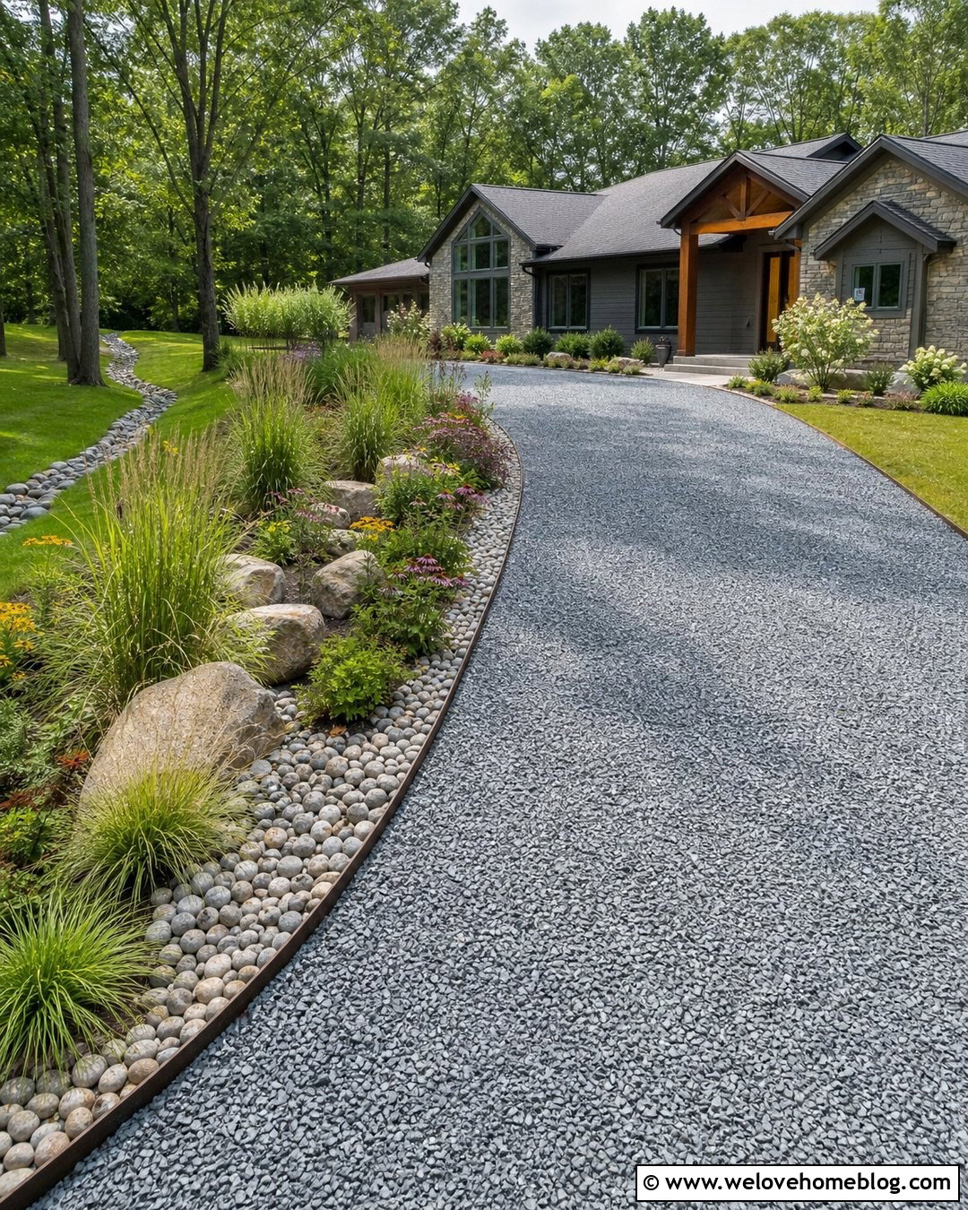 Bluestone Gravel Driveway With Rain Garden - 20 Bluestone Gravel Driveway Ideas