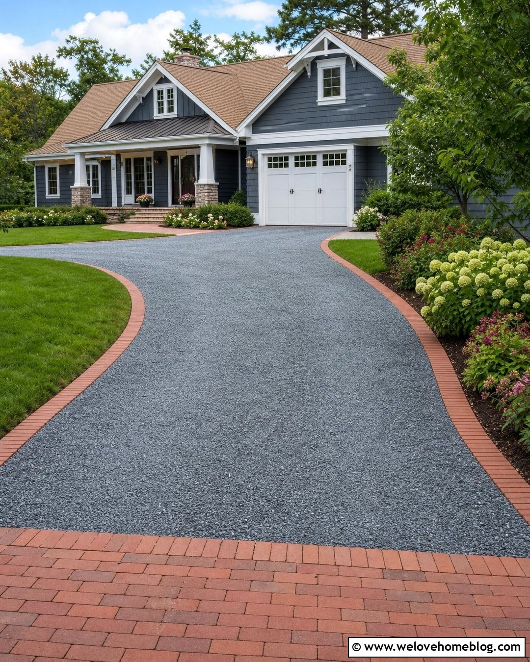 Bluestone Gravel Driveway With Red Brick Border - 20 Bluestone Gravel Driveway Ideas