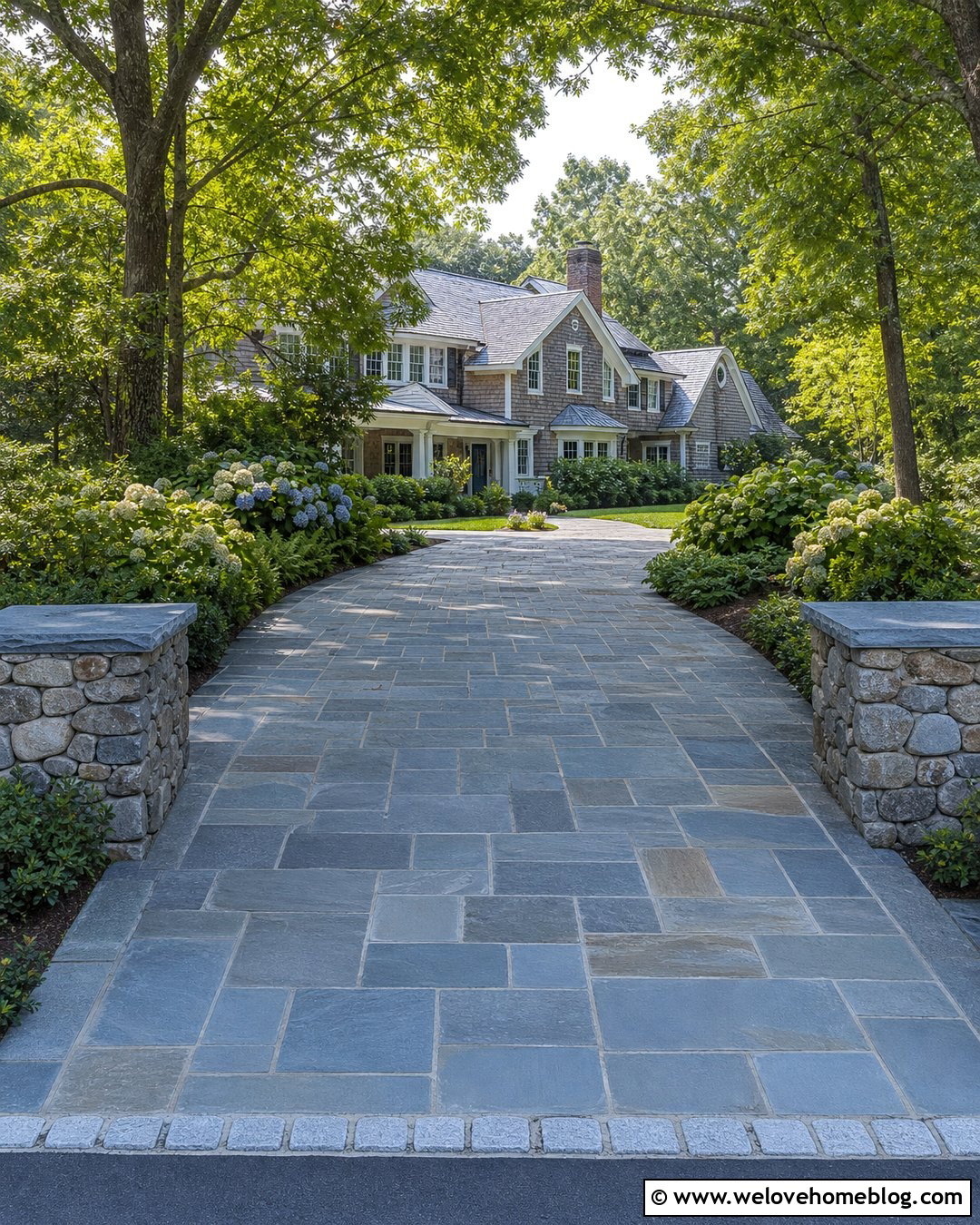 Bluestone Patio Stone Driveway With Stone Walls - 20 Patio Stone Driveway Ideas