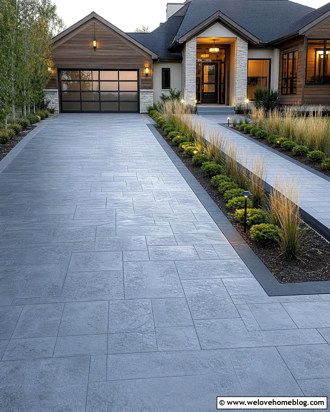 Bluestone Stamped Concrete Modern Driveway - 20 stone stamped concrete driveway ideas