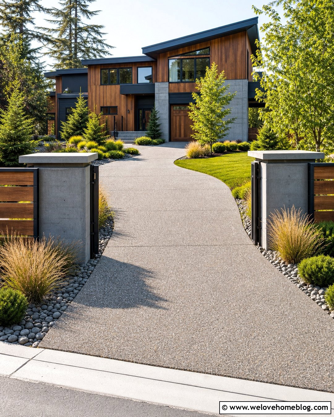 Board Formed Concrete Driveway Pillars - 20 modern driveway pillars ideas