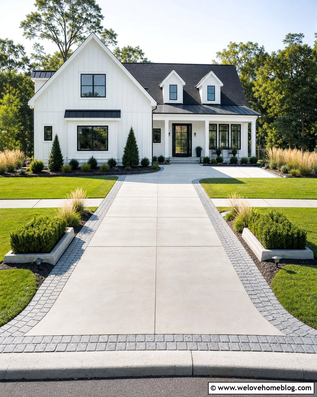 Border Only Belgium Block Apron With Concrete - 20 Belgium Block Driveway Apron Ideas
