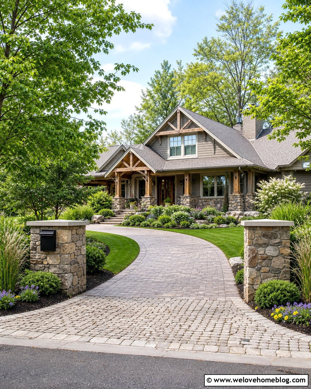Bottom of Driveway Stone Pillars - 20 bottom of driveway landscaping ideas