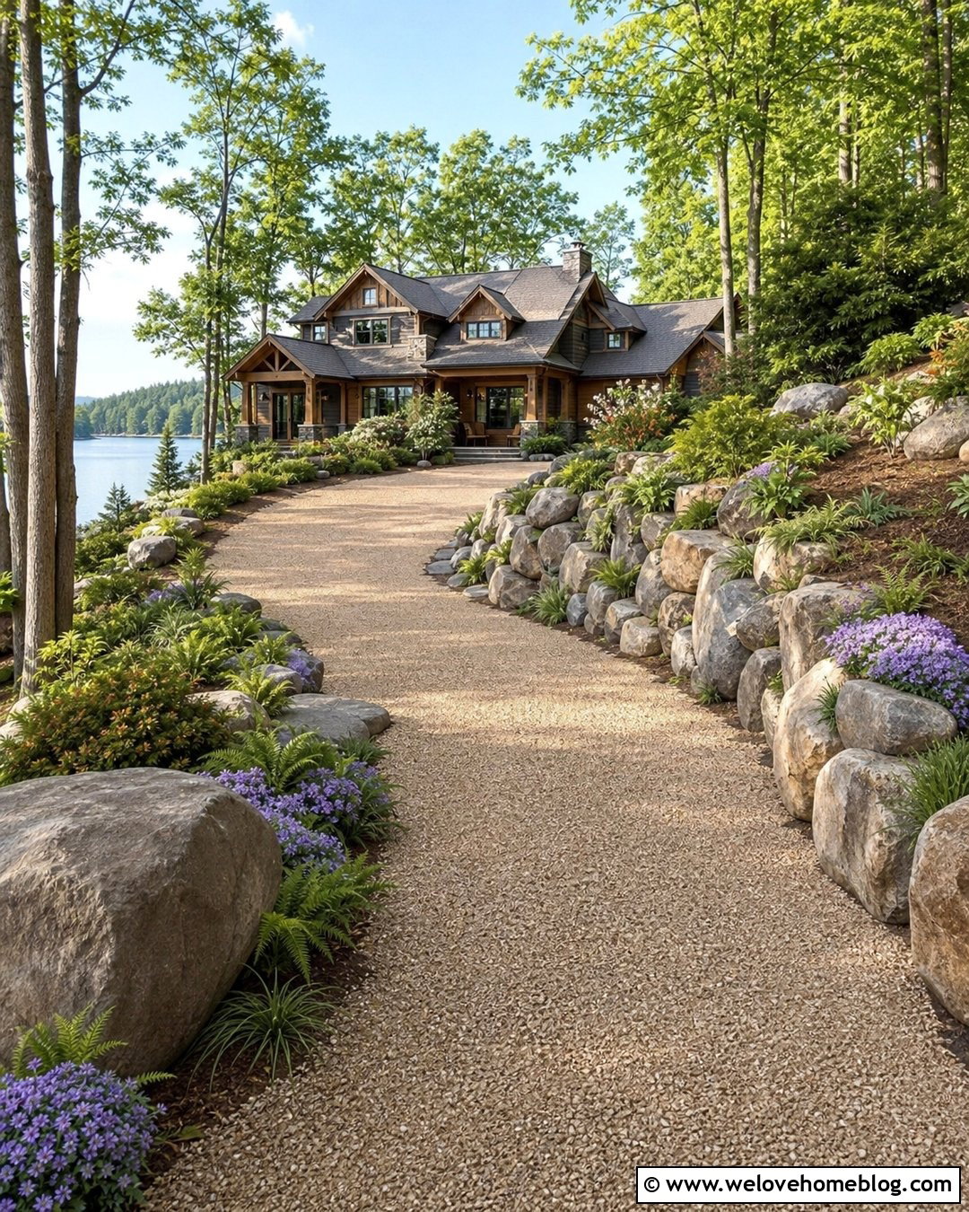Boulder Driveway Retaining Wall - 30 Driveway Wall Ideas