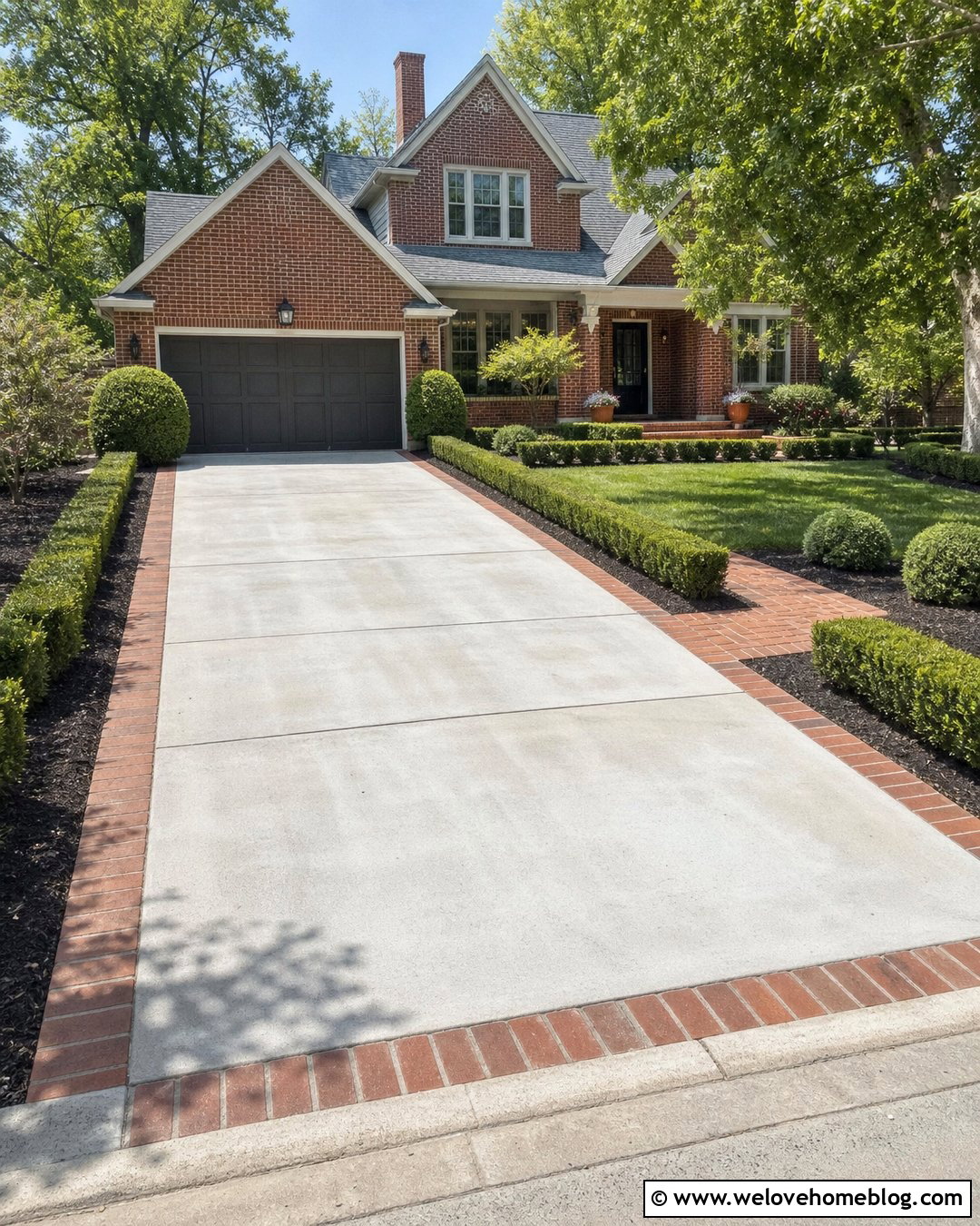 Boxwood Hedge Along Concrete Driveway With Brick Border - 20 Boxwood Hedge Along Driveway Ideas