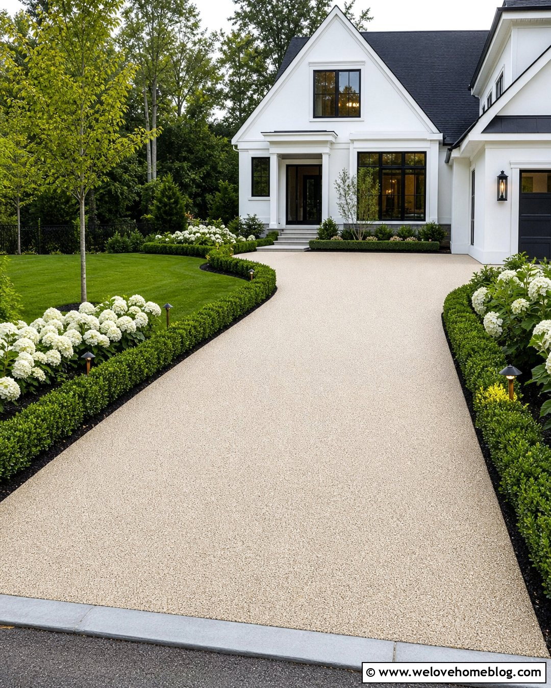 Boxwood Hedge Along Resin Bound Gravel Driveway - 20 Boxwood Hedge Along Driveway Ideas
