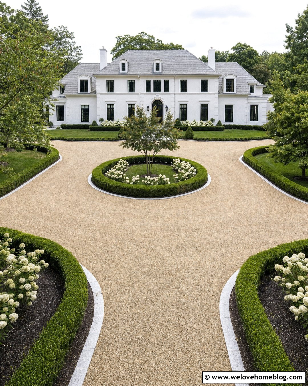 Boxwood Hedge Around Circular Gravel Driveway - 20 Boxwood Hedge Along Driveway Ideas