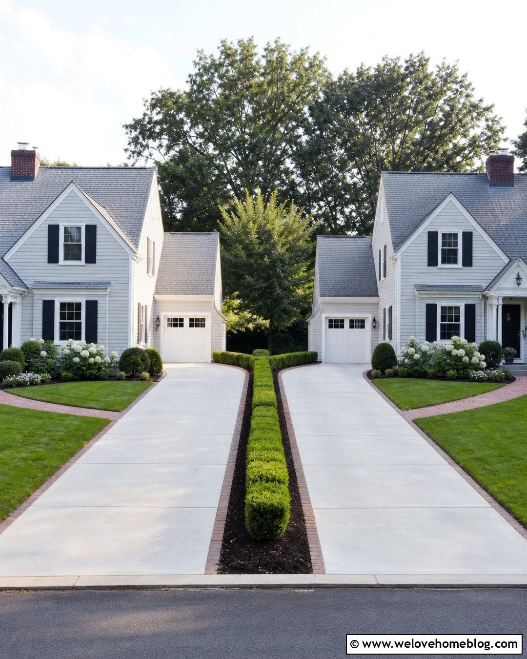 Boxwood Hedge Shared Driveway Divider - 30 shared driveway divider ideas