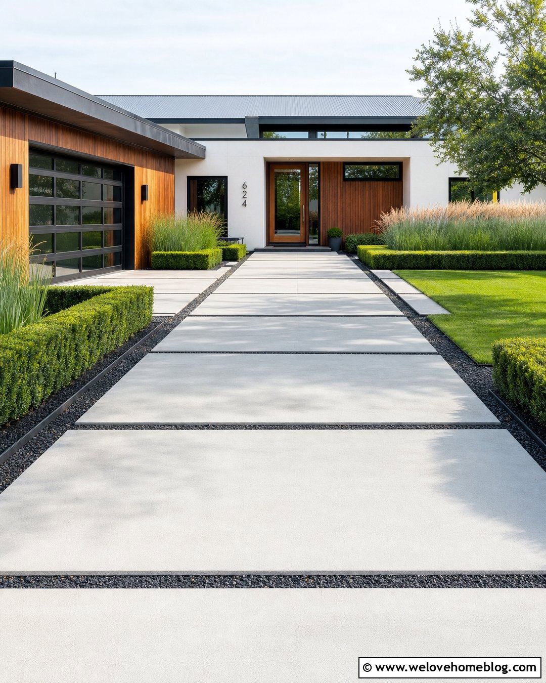 Boxwood Landscaping For A Modern Driveway - 20 boxwood driveway ideas