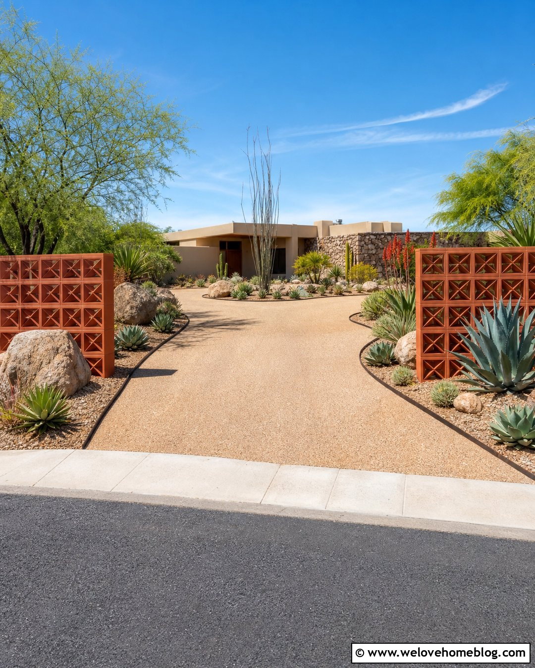 Breeze Block Driveway With Desert Landscaping - 20 Breeze Block Driveway Ideas