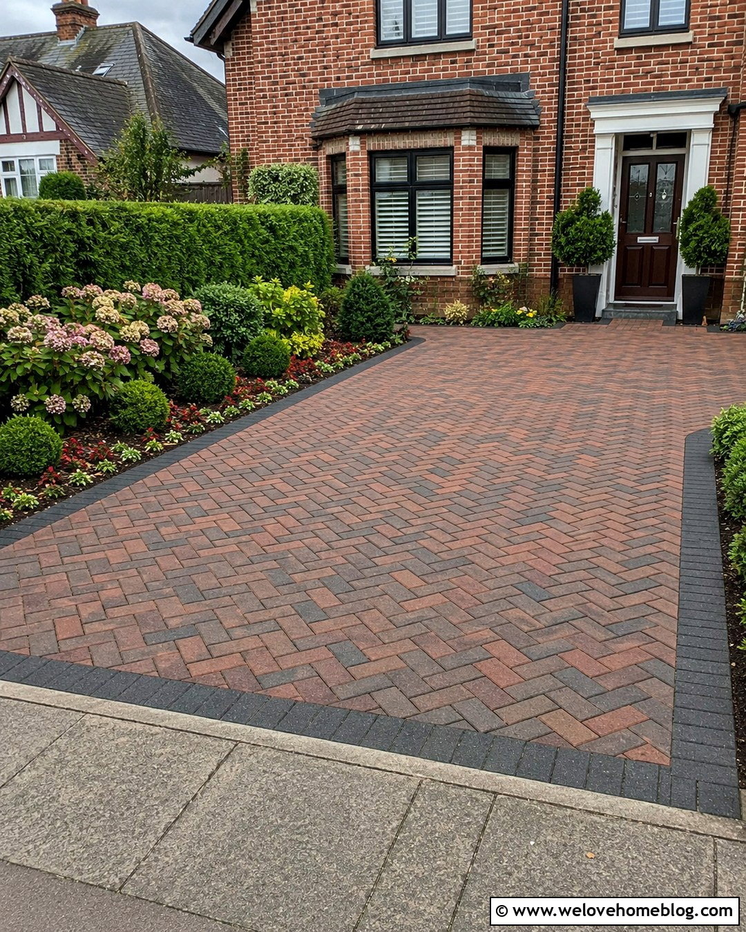 Brett Beta Driveway With Red Brick House - 20 Brett Landscaping Driveways Ideas
