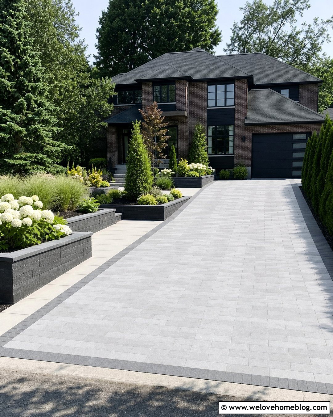 Brett Driveway With Raised Planters