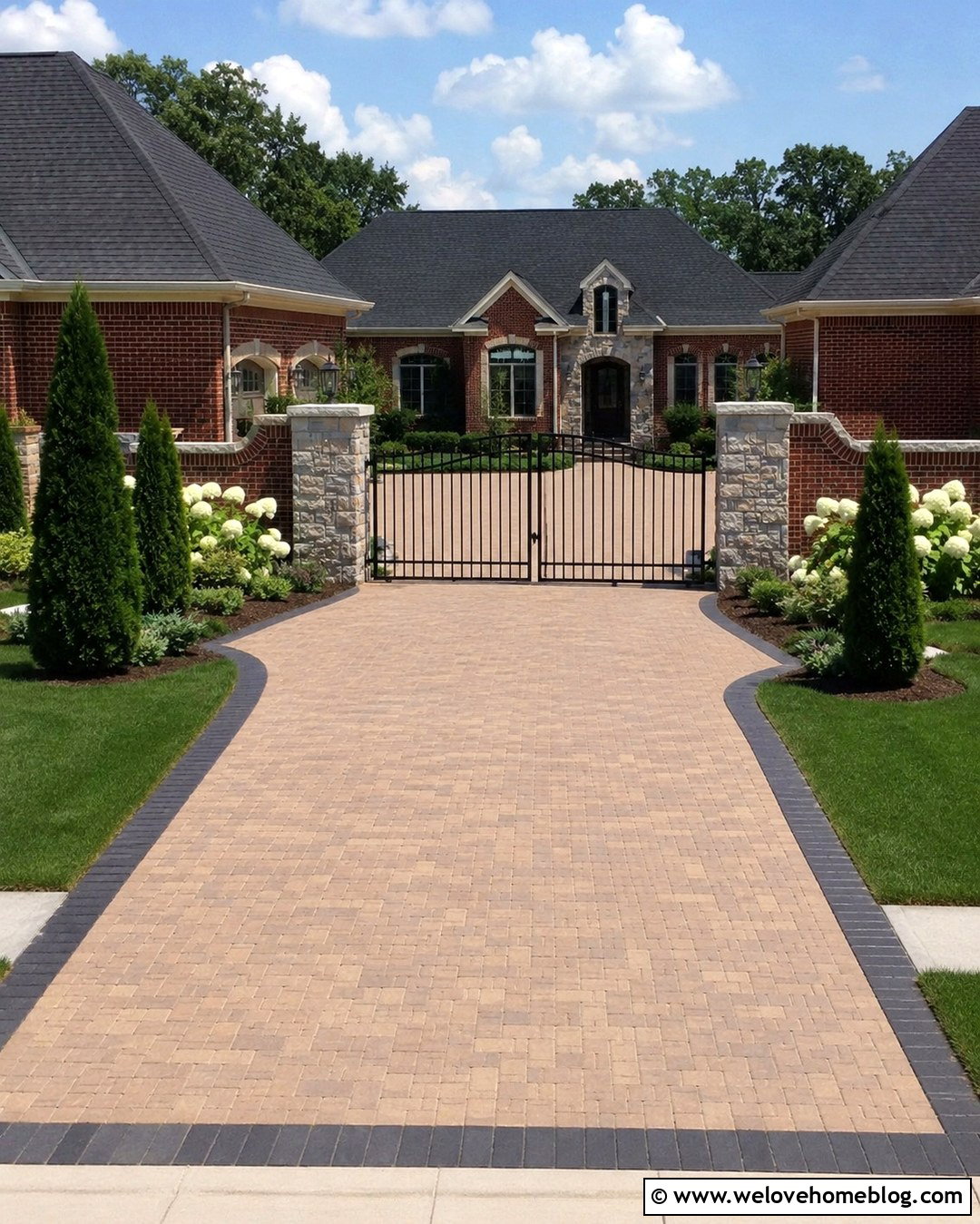 Brick And Stone Driveway Wall Entrance - 20 Driveway Wall Entrance Ideas