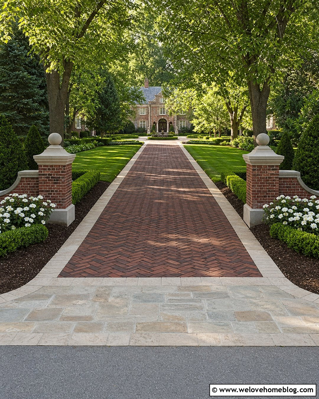 Brick And Stone Luxury Driveway - 45 Luxury Driveway Ideas