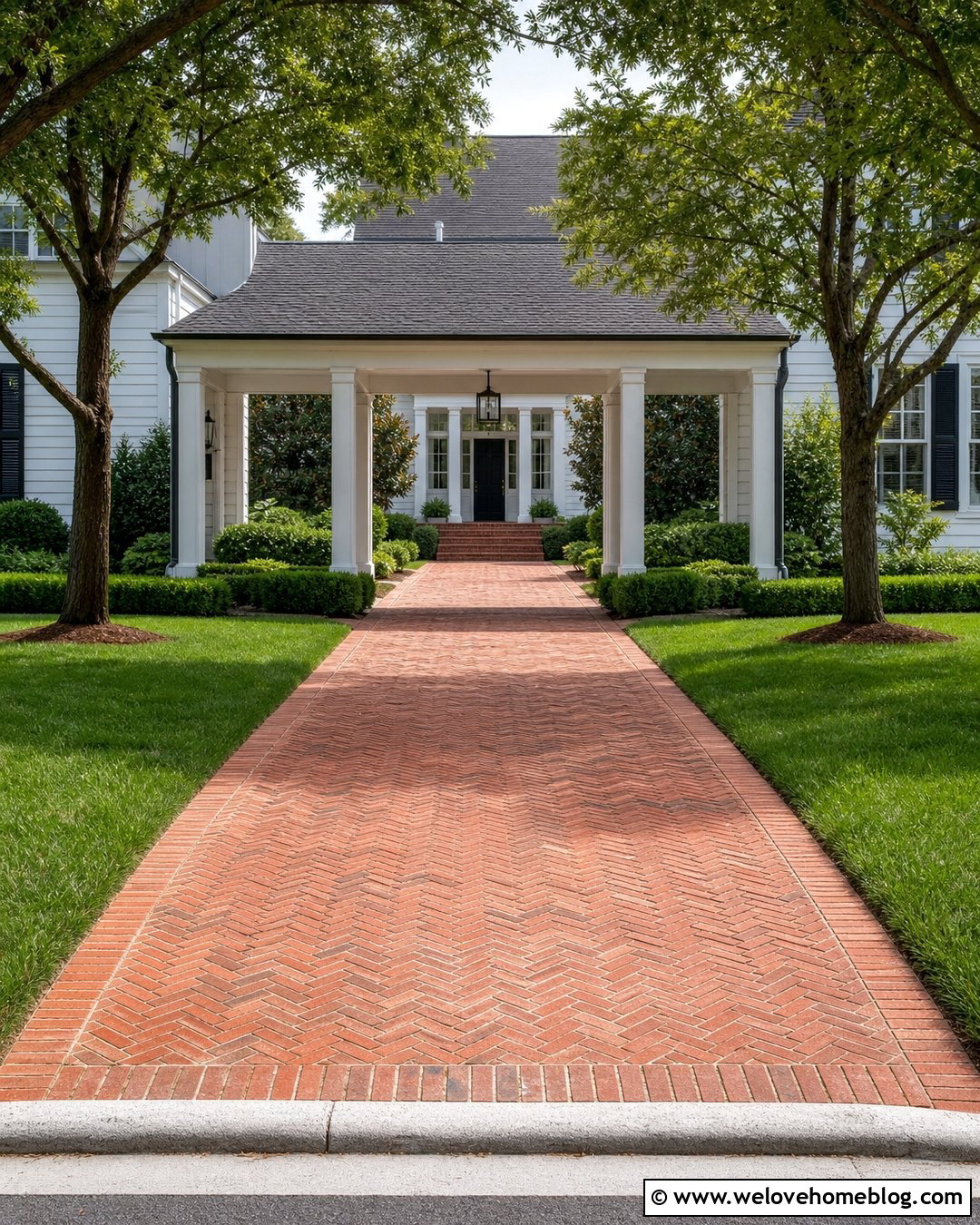 Brick Colonial Porte Cochere Driveway - 35 Porte Cochere Driveway Ideas