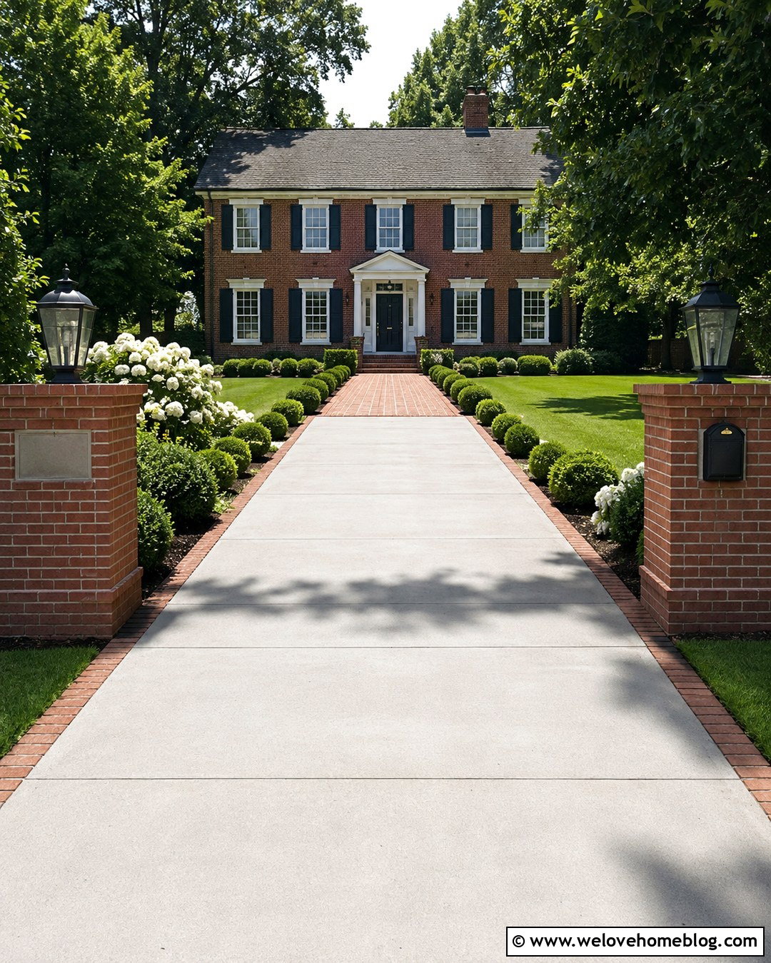 Brick Column Driveway Entrance - 20 Front Yard Driveway Entrance Ideas