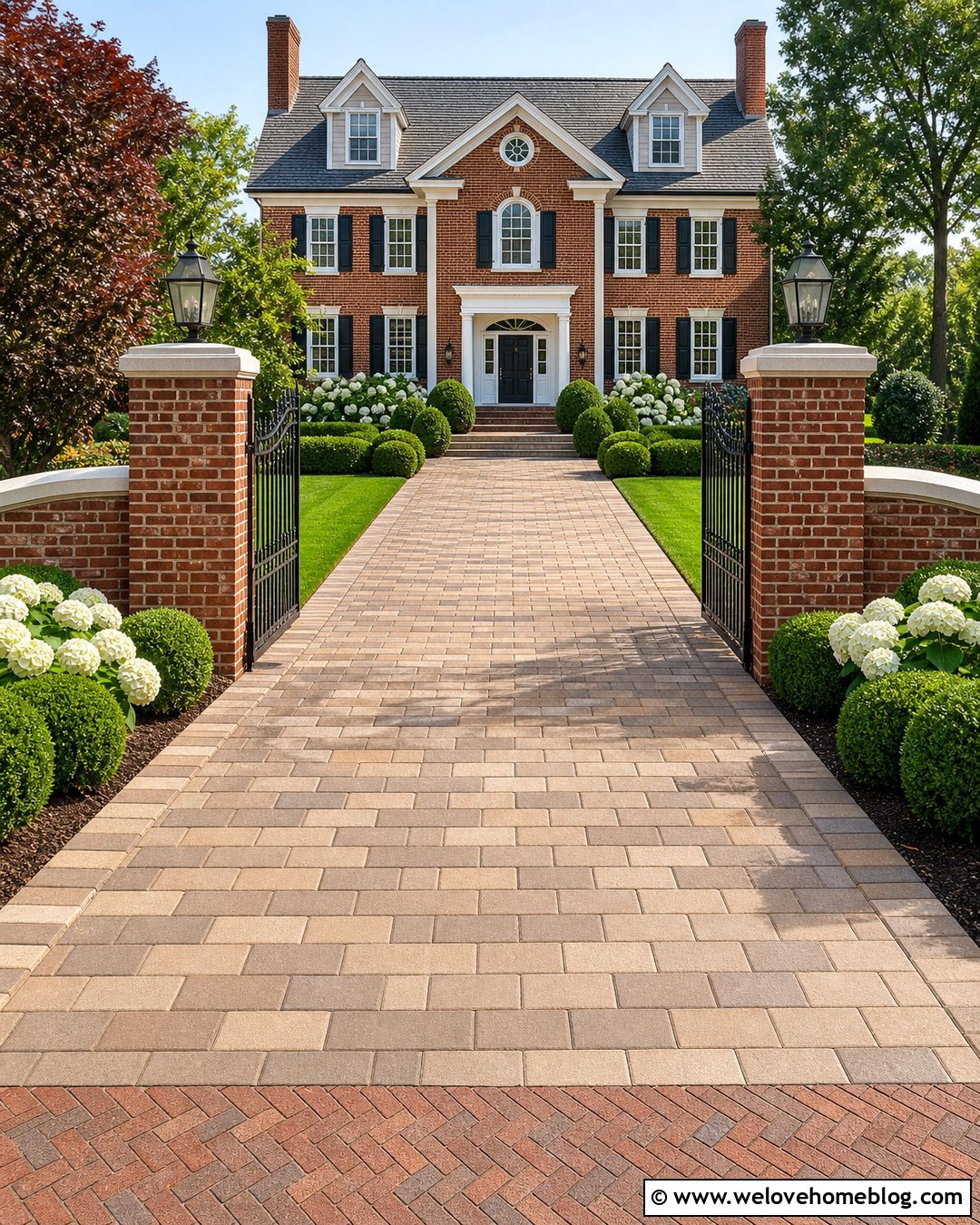 Brick Column Driveway Entrance - 25 Private Driveway Entrance Ideas