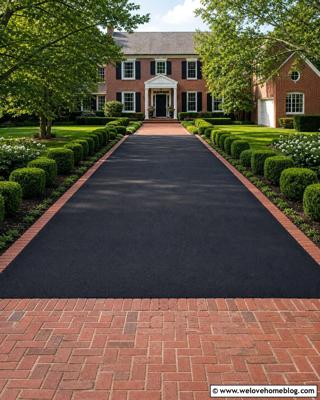 Brick Driveway Curbing With Black Asphalt - 20 driveway curbing ideas