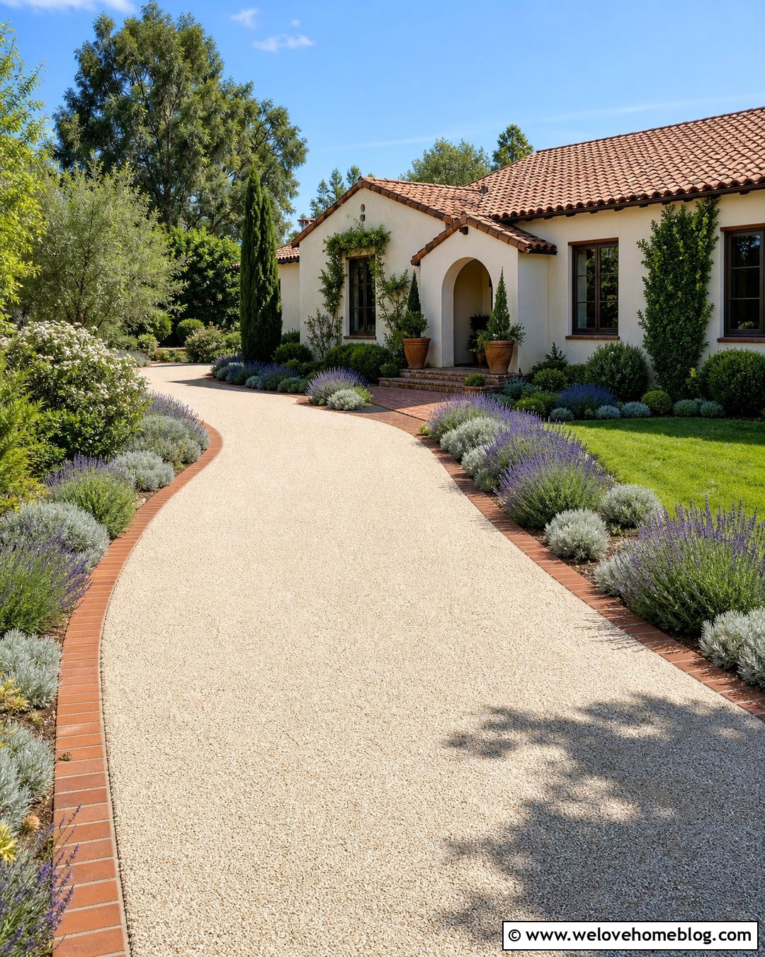 Brick Driveway Edging With Lavender Borders - 20 brick driveway edging ideas