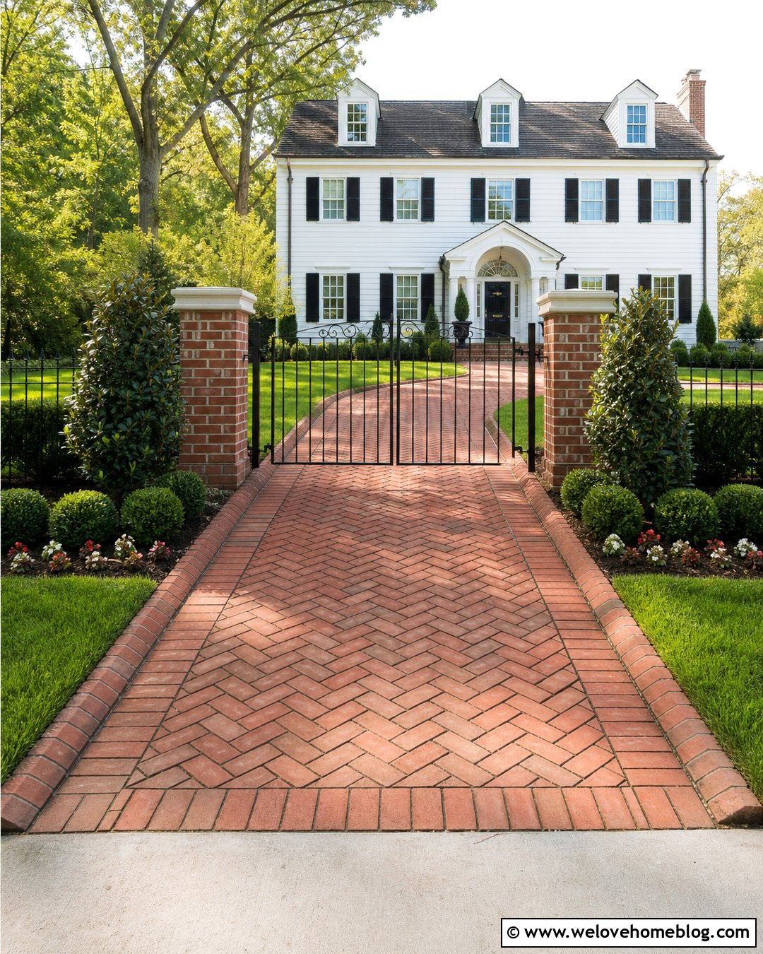 Brick Driveway Entrance With Wrought Iron Gate - 20 Entryway Driveway Ideas