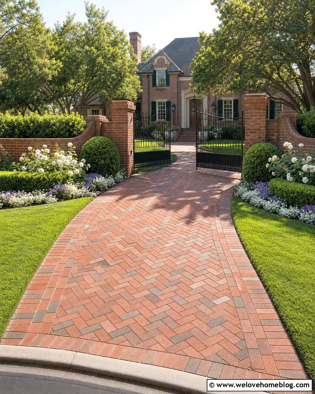 Brick Driveway Entry Fence With Arched Gate - 20 Driveway Entry Fence Ideas