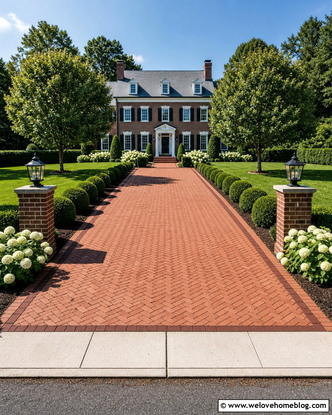Brick Driveway For Colonial House - 25 Driveway Brick Ideas