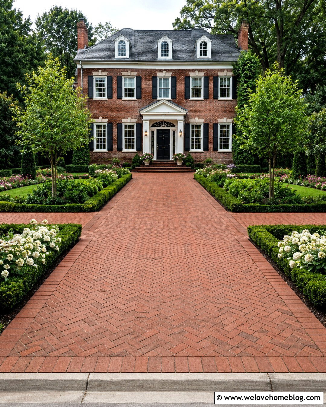 Brick Driveway Garden Bed With Boxwood Borders - 20 driveway garden beds ideas