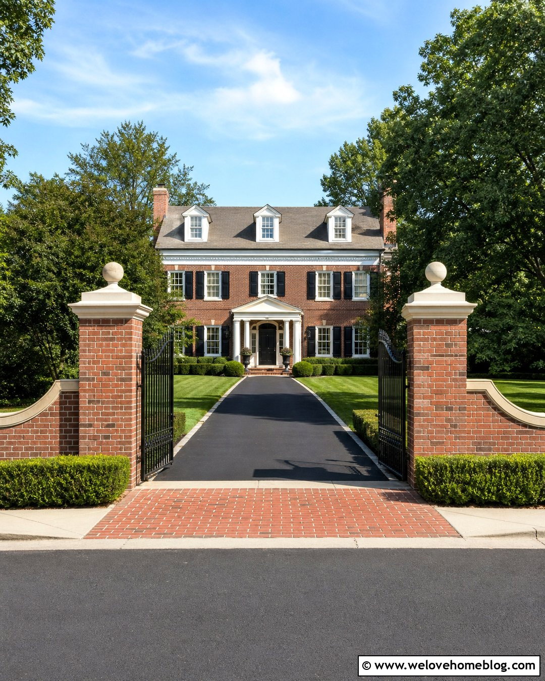 Brick Driveway Gate Posts With Asphalt - 20 Driveways Gate Posts Ideas