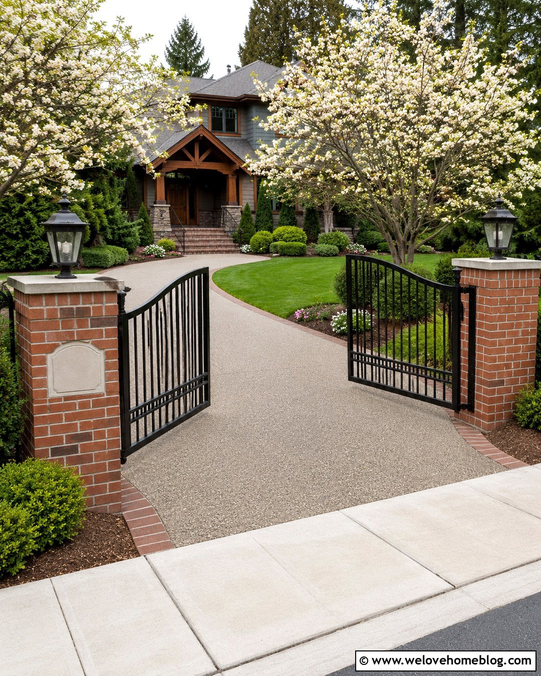 Brick Driveway Gate With Custom Address Sign - 20 Luxury Brick Driveway Gate Ideas