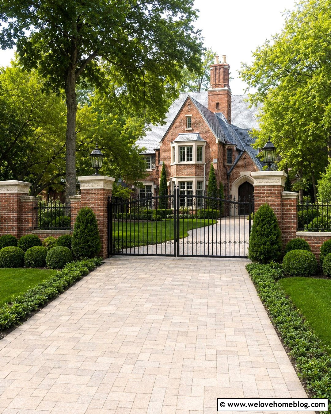 Brick Driveway Gate With Matching Brick Walls - 20 Luxury Brick Driveway Gate Ideas