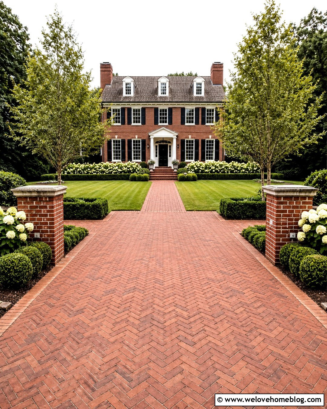 Brick Driveway In A Herringbone Pattern - 20 Creative Driveway Ideas