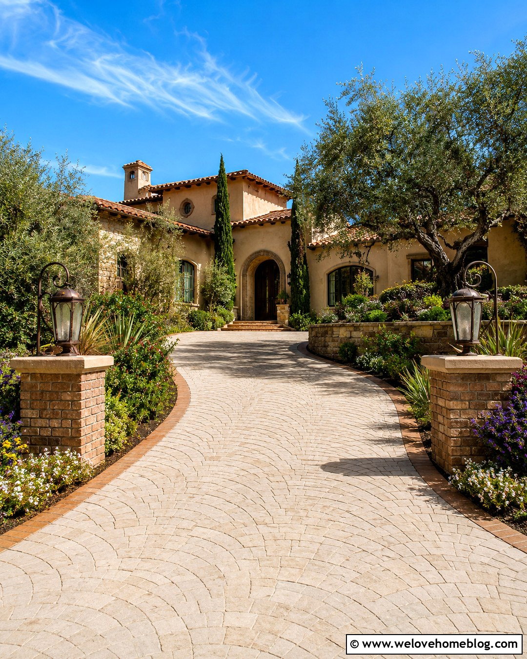 Brick Driveway Pillars With Arched Lanterns - 20 Brick Driveway Pillars With Lights Ideas