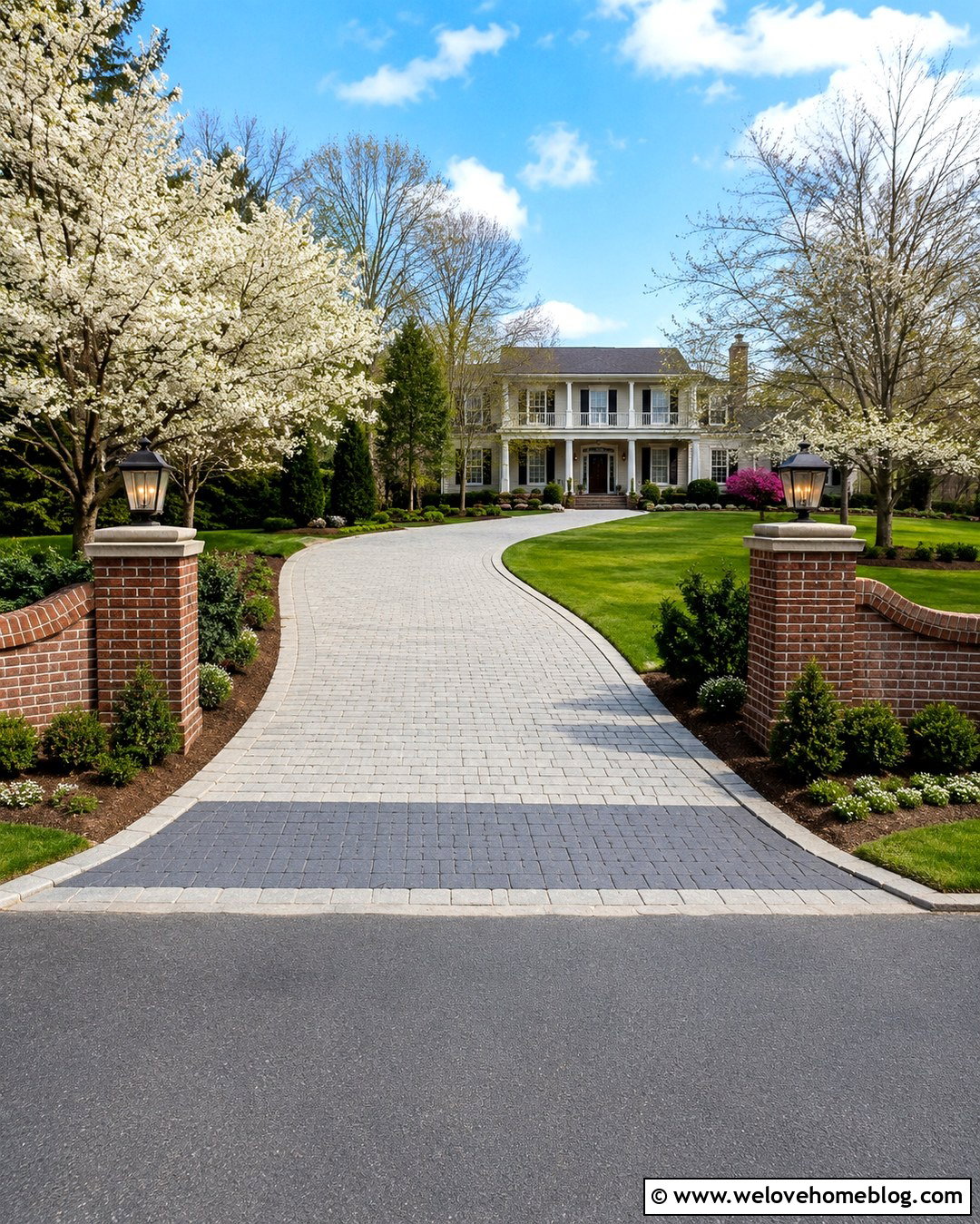 Brick Driveway Pillars With Curved Entrance Walls - 20 Brick Driveway Pillars With Lights Ideas