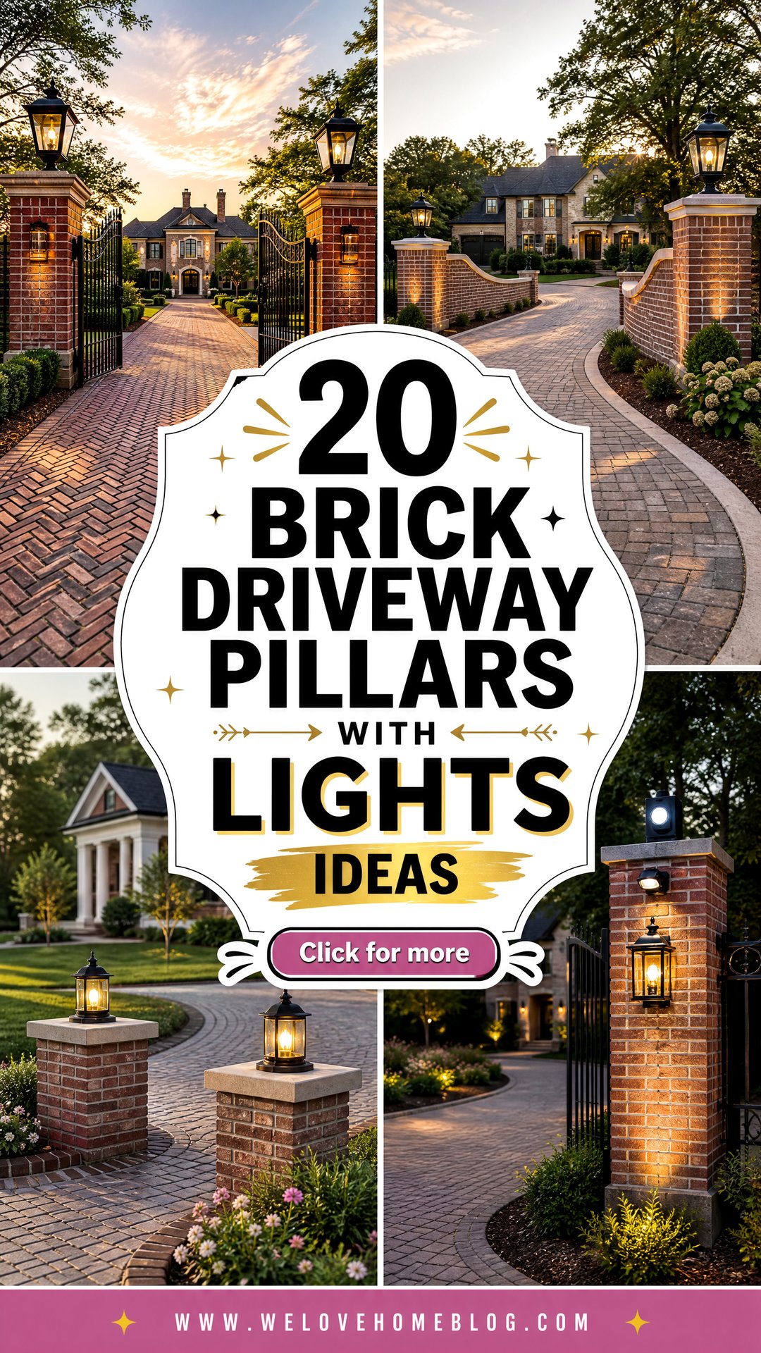 20 Brick Driveway Pillars With Lights Ideas for a Grand Entry - 20 Brick Driveway Pillars With Lights Ideas for a Grand Entry