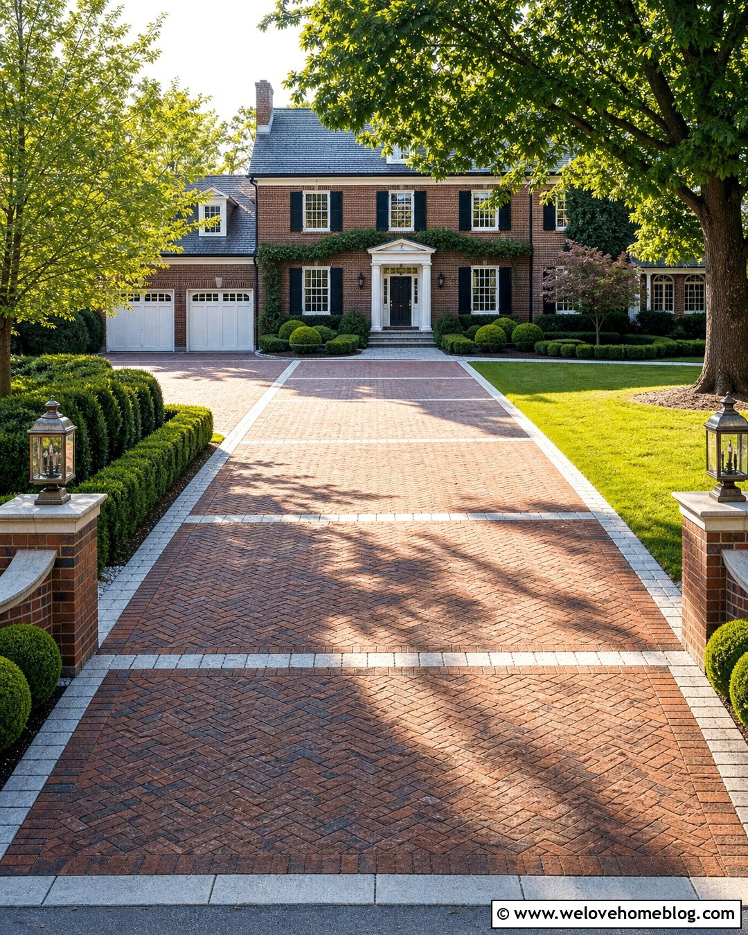 Brick Driveway Squares With Stone Frames