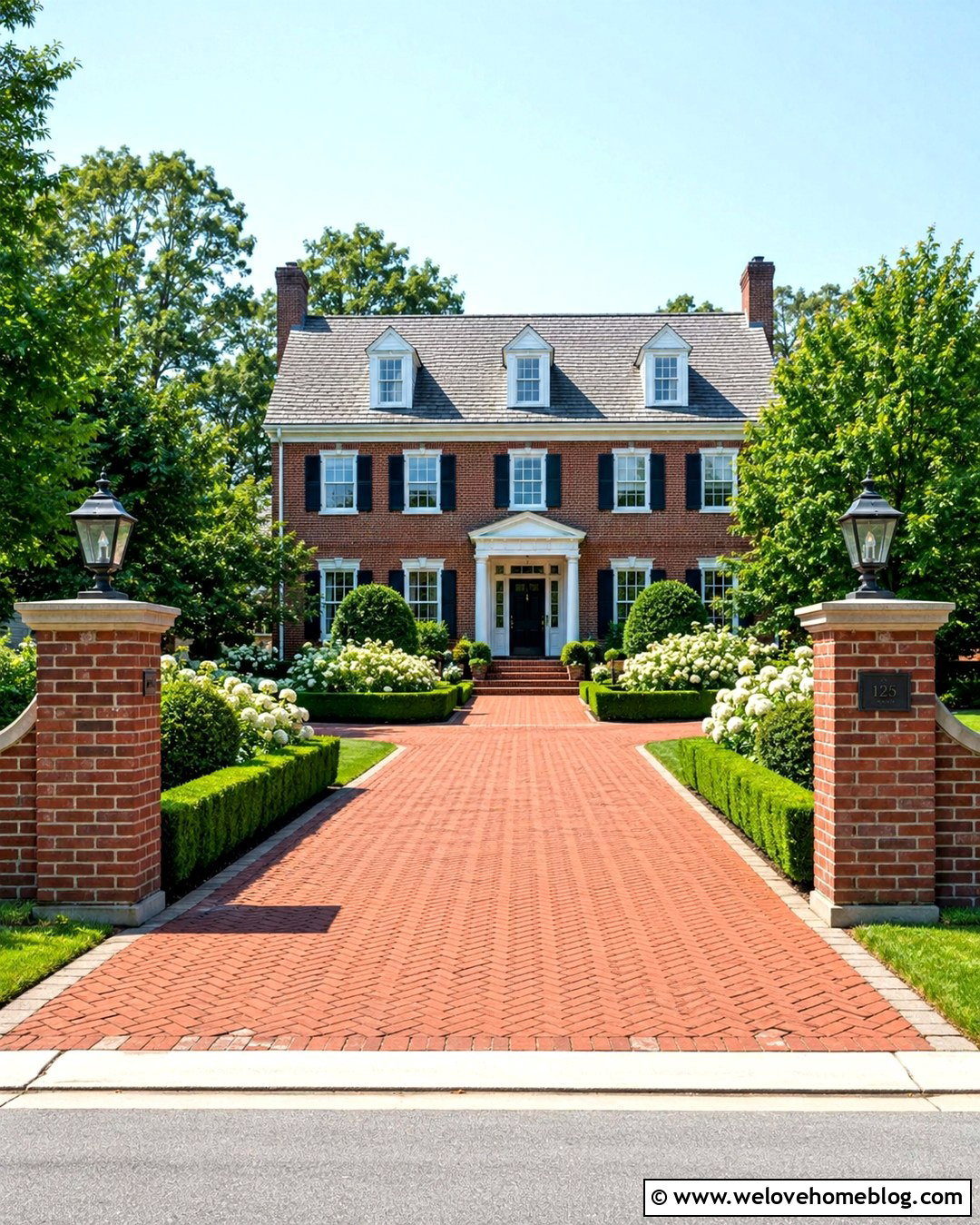 Brick Driveway Wall With Herringbone Pavers - 20 Driveway Walls Ideas